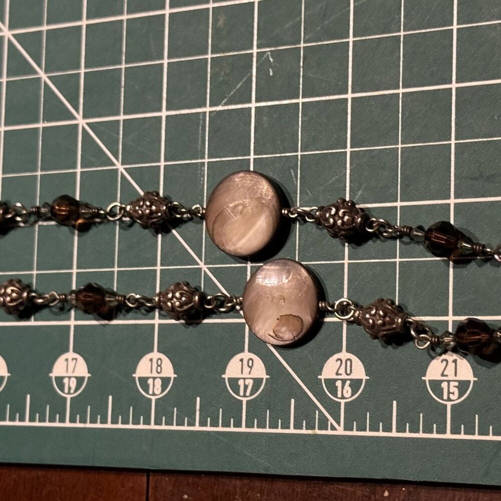 Brighton Necklace With Brown Beads & Shell Accents 44 Inches Long Includes Patte